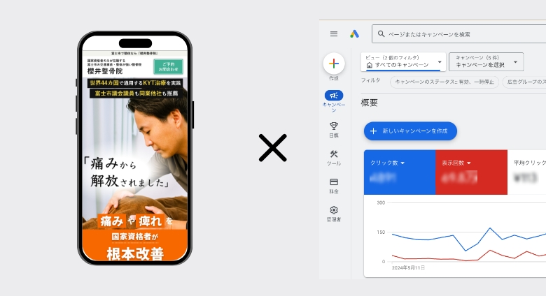 症状ページとGoogle広告の管理画面